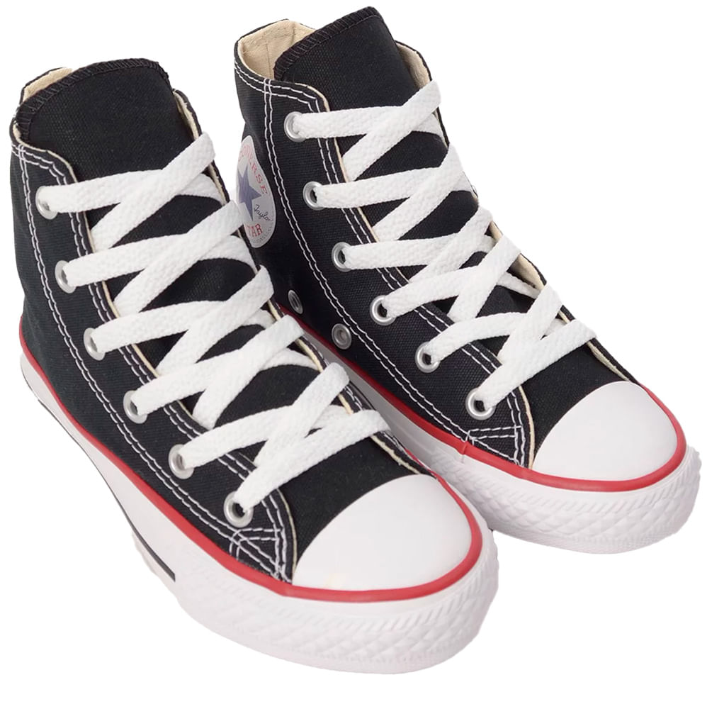 Tênis Converse All Star Chuck Taylor Preto Vermelho Infantil - Lojas Sanglar