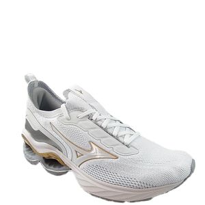 Tênis Mizuno Wave Invictus 4 Masculino Branco Dourado