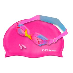 Kit Poker Natação Óculos Touca e Protetor De Ouvido Rosa