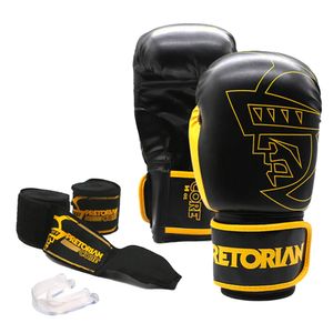 Kit Boxe Muay Thai Pretorian Core Preto Amarelo