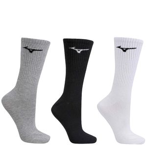 Kit Meia Mizuno Basic Cano Alto C/3 Branco Cinza Preto