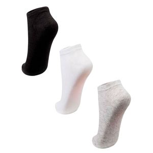 Meia Puket Sapatilha Tripack Branco Cinza Preto