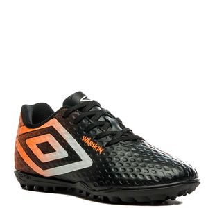 Chuteira Umbro Society Warskin Infantil Preto Laranja