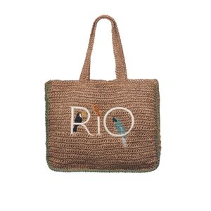 Totebag Farm Coisa Nossa P Artesanal Marrom Papagaio